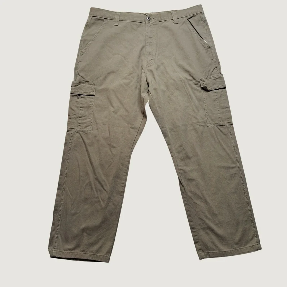 Wrangler Authentics Cargo Pants Men 38x29 Khaki Excellent Straight Leg Cotton
